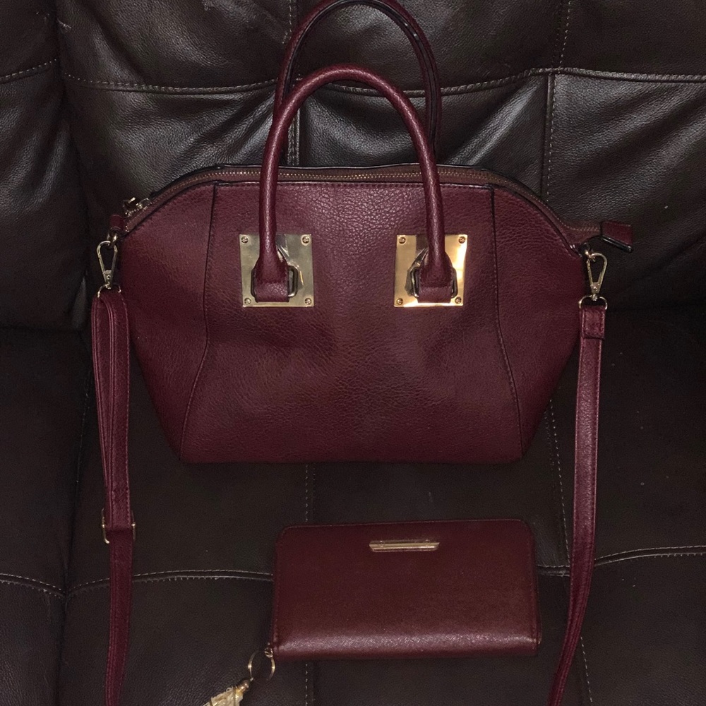 Plum/burgundy purse and matching wallet